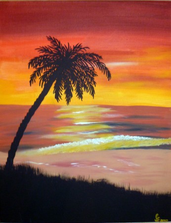 Sonnenuntergang auf Acrylbasis, Maße: 40x60 cm
