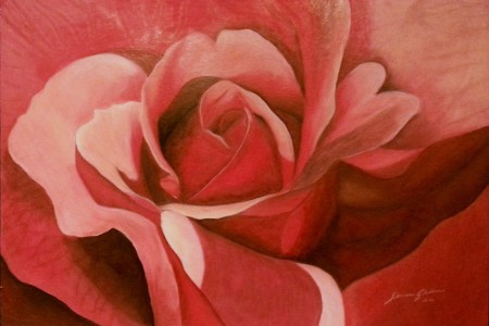 Rose auf Aquarellbasis, Maße: 40x50 cm