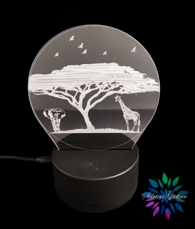 Gravierte Lampe "Afrika